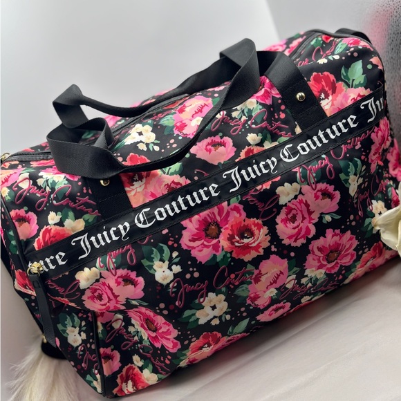 Juicy Couture Handbags - Juicy Couture Black and Pink Floral Travel Bag large duffle